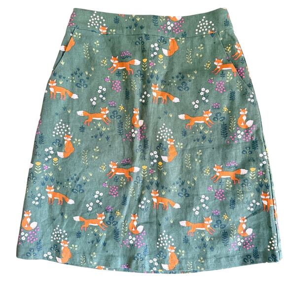 ModCloth x Princess Highway Fox Print Linen Cotton Skirt US 2 - Picture 3 of 7